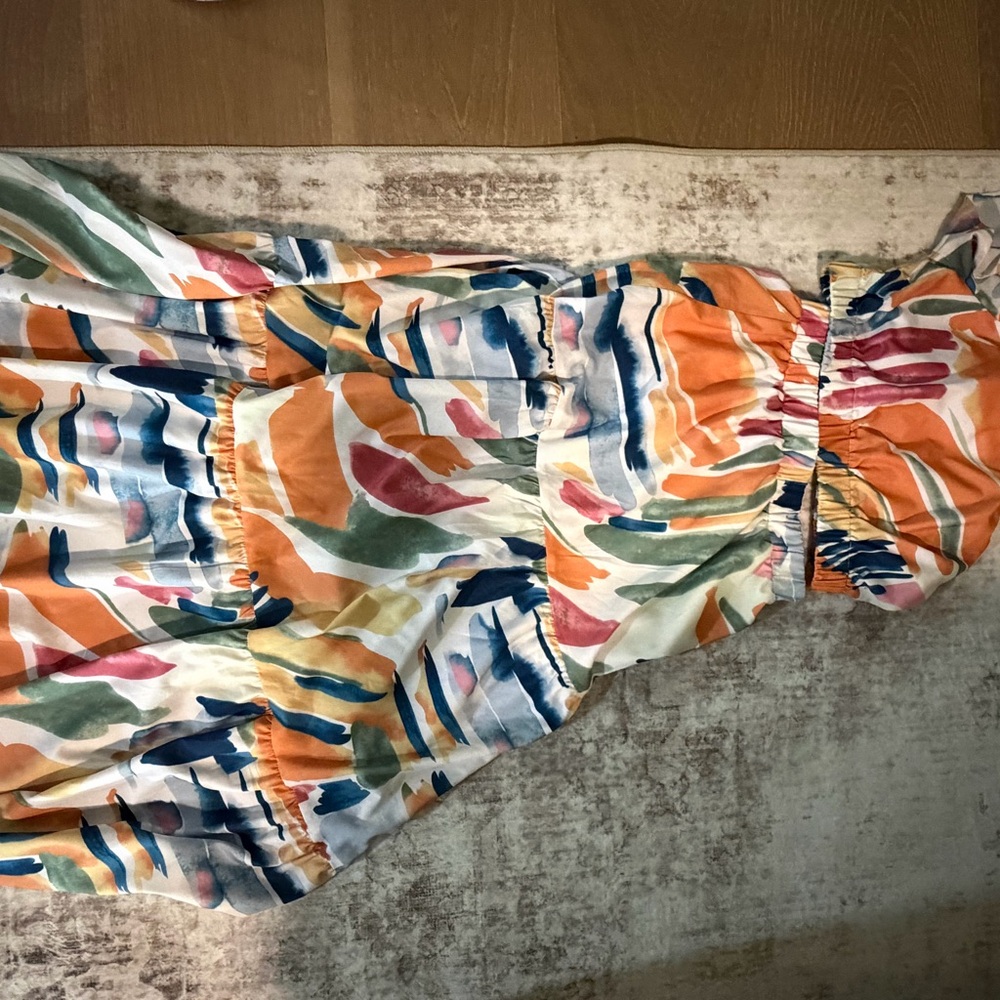 Colorful Abstract Print Dress two piece